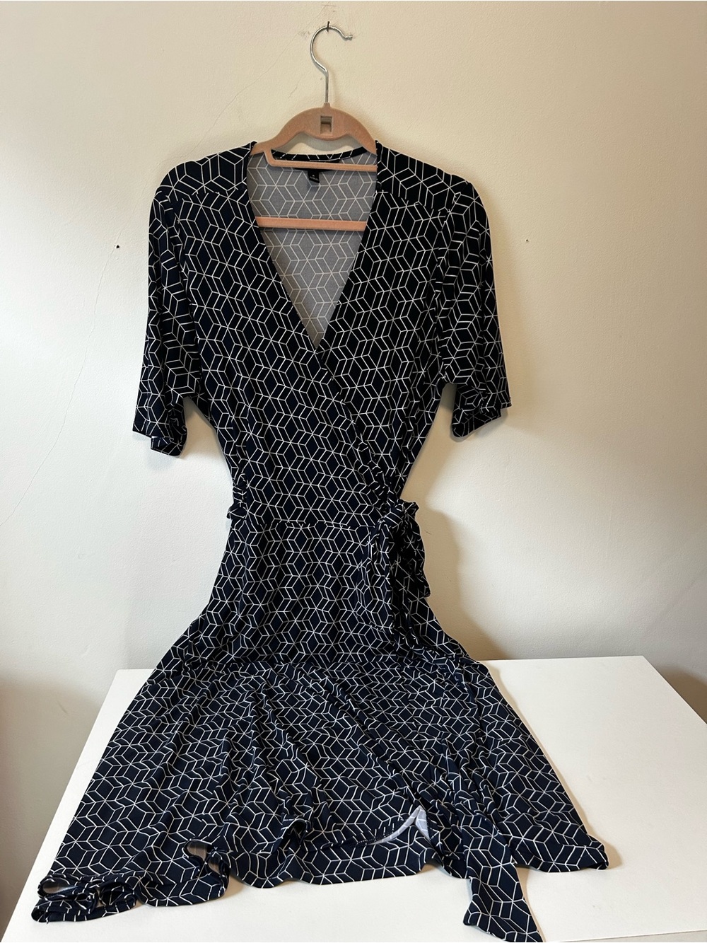 41 Hawthorn Black Dress with White Geometric Pattern